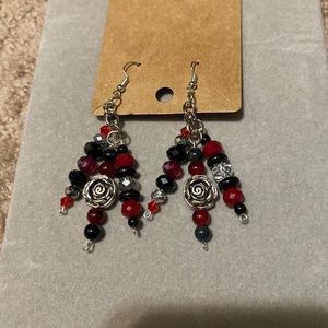 New Rose black and red dangle earrings